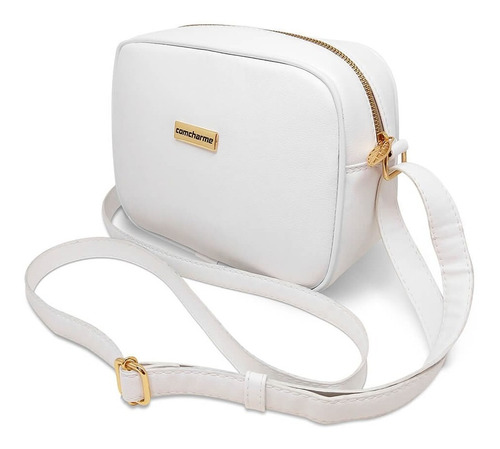 Bolsa Feminina Quadrada Com Detalhes Em 3d Exclusivo Média Cor Branco