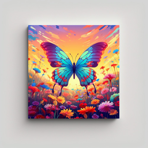 50x50cm Cuadro Abstracto Mariposa Colorida Ala Grande Amaril