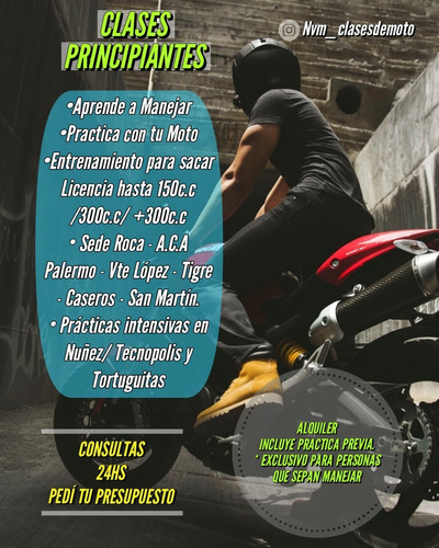 Clases De Moto Caba, Alquiler 110, 150 Y 200 Para Examen 