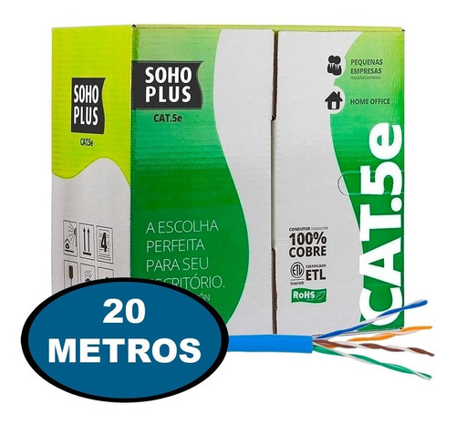 Cabo De Rede Utp Furukawa Cat5e Cmx Soho Plus 20 Metros