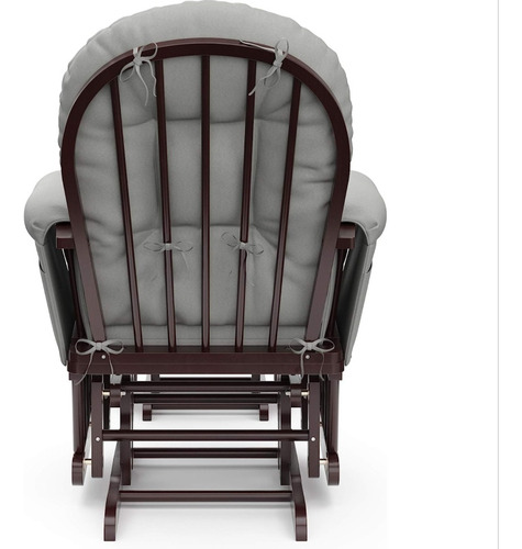 Silla Mecedora Mama Lactancia Bebe. Espresso Con Cojin Gris