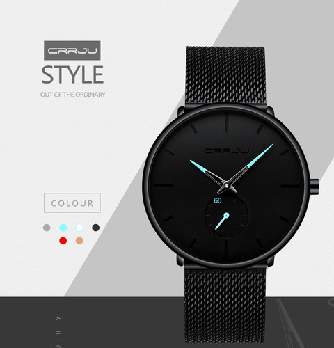 Relógio Masculino Casual Luxo Ultra Fino Esportivo Metálico