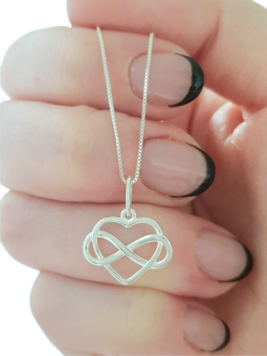 Conjunto Endless Cadena + Dije Corazón Infinito Plata 925