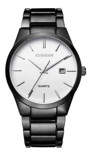 Reloj Curren Calendario Negro Para Hombre Acero Inox Oferta