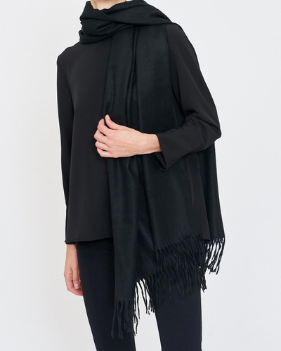 Bufanda Flecos Negro Diseño De La Tela Lisa Talle Único
