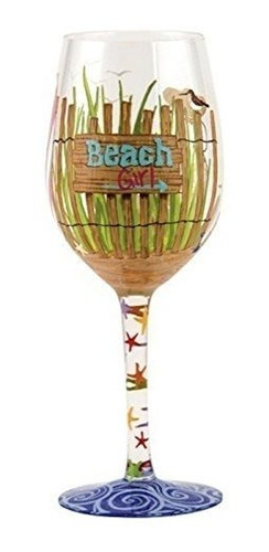 Diseños De Lolita Beach Girl Copa De Vino Artesanal Pintada