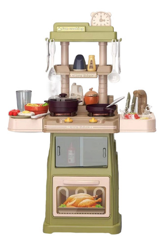 Cozinha Infantil Completa Slim Vapor Som 47 Acessórios 66cm Cor Verde