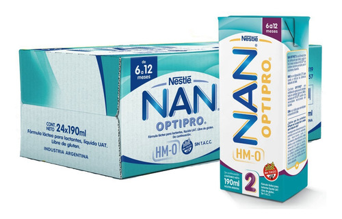 Imagen 1 de 1 de Leche de fórmula líquida Nestlé Nan Optipro 2 en brick 24 unidades de 190mL - 6 a 12 meses