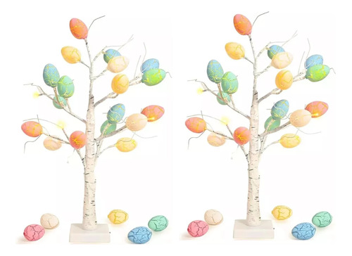 2 Luces Led Ajustables De Pascua Con Forma De Huevo De Abedu