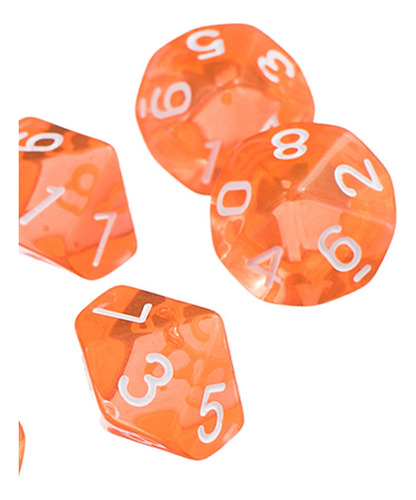 D10 Diez Juegos De Dados Plástico Para Rpg & Games Naranja
