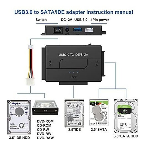 Adaptador Usb 3.0 A Sata Ide - Adaptador De Disco Duro Exter