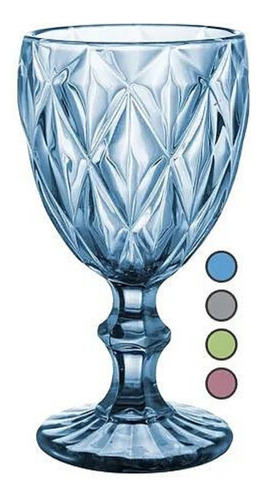 3 Copas Cristal Vino Agua Libia Grande 335ml Color Color Azul Cobalto