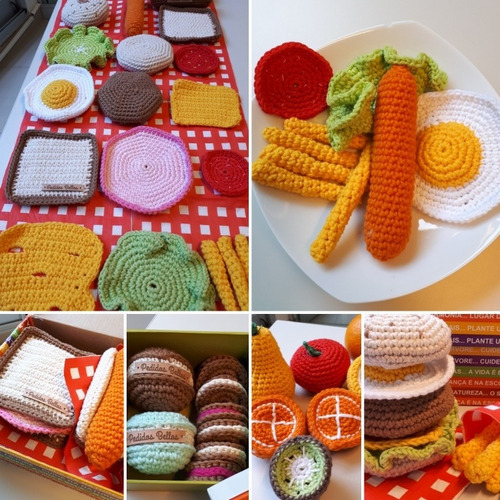 Combo Comida Amigurumis Muñecos De Apego Artesanal Crochet