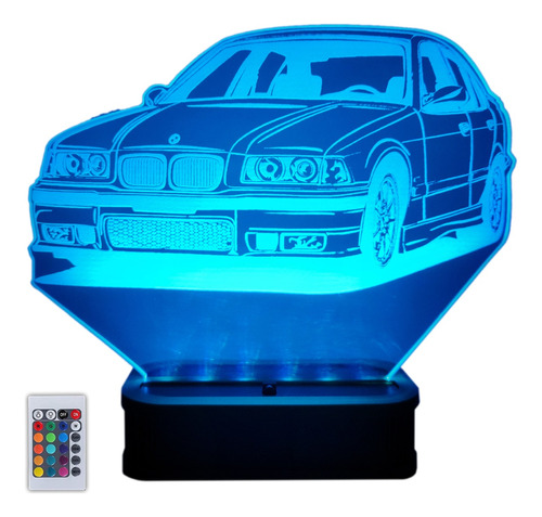 Velador Auto Bmw 3251i Lampara Led Rgb 16 Colores + Poster