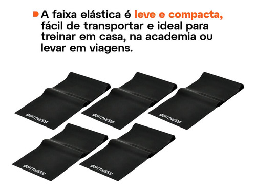 Kit 5 Faixas Elásticas 1,50m Leve D1fitness