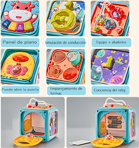 Juguete Montessori Educativo 6 En 1 Cubo Didáctico Para Bebé