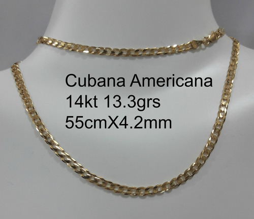 Cadena Cubana American Oro 14k 13.3gr Largo 55cm  Ancho 4.2m