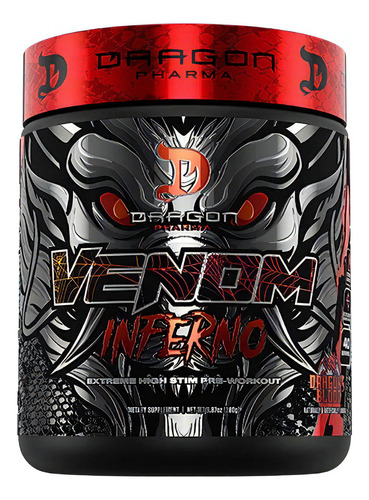 Suplemento en polvo Dragon Pharma  DRAGON VENOM Venom Inferno l-tyrosina sabor cotton candy en bote de 280g