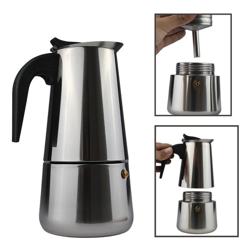 Cafeteira Expresso Italiana Inox 6 Cafés Xícaras Aço Inox