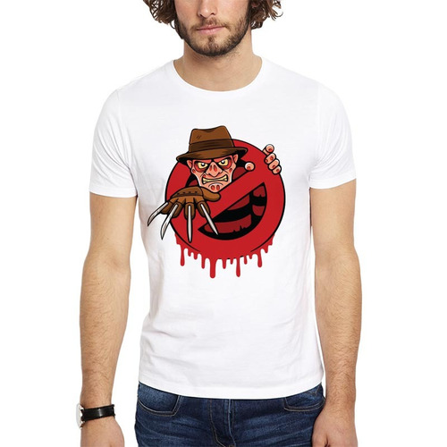 Imagen 1 de 4 de Polera Freddy Ghost Busters Blanca Get Out