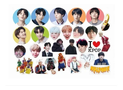 Paquete 75 Stickers Bts+75 Bt21, Mouse Pad Y Pluma Cerdito