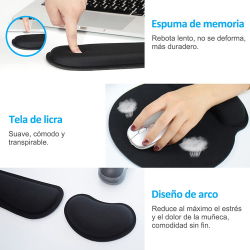 Q Almohadilla Para Mouse Y Teclado 3pcs, Con Reposamuñecas,