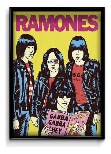 Cuadro Ramones Comics Amarillo 20x30 (marco+lámina+vidrio)