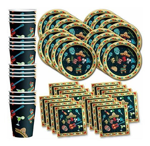 Mexican Fiesta Birthday Party Supplies Set Plates Servilleta