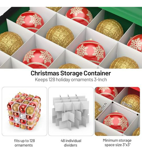 Organizador De Adornos Navideños 128 Piezas Con Divisores Aj