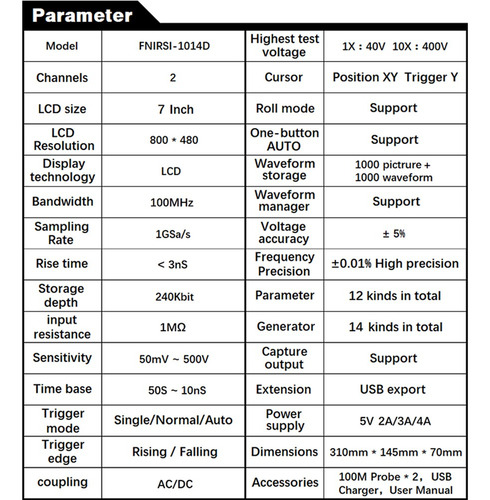 Osciloscopio Portátil De Pantalla Lcd Tft De 7 Pulgadas