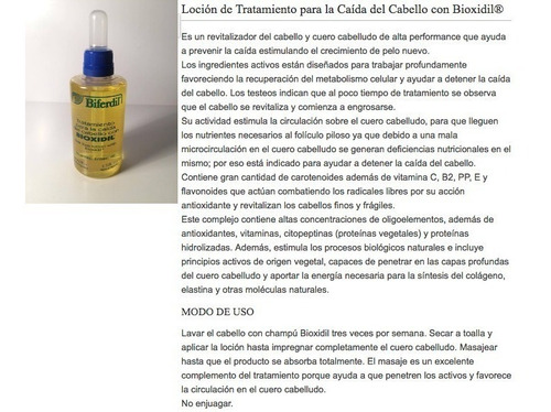 Loción Tratamiento Caída Del Cabello Biferdil Con Bioxidil