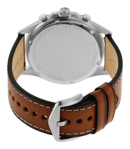 Reloj Fossil Forrester Fs5607 Piel Café Dial Azul Original