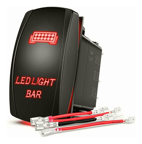 Nilight Interruptor Basculante Con Barra De Luz Led Roja De