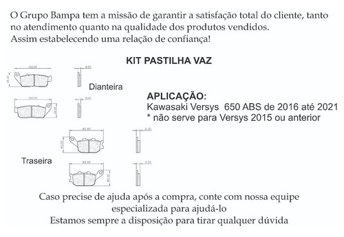Kit Pastilha Vaz Diant+tras Kawasaki Z750 026 033
