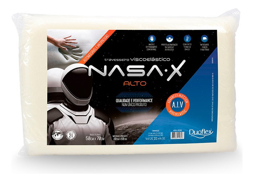 Travesseiro Viscoelastico Nasa X Alto 50cm X 70m Duoflex