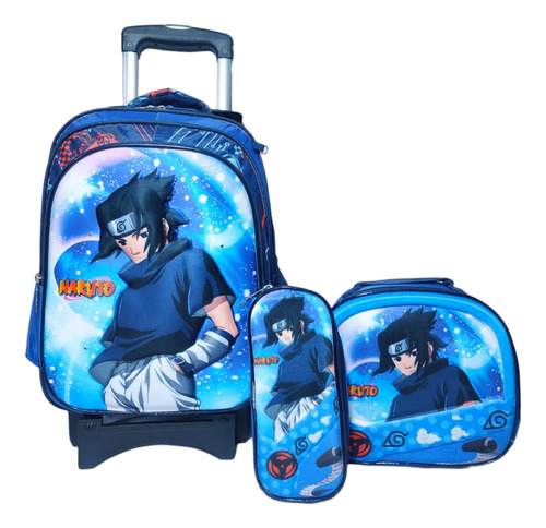 Kit Mochila Primaria Naruto Lonchera+lapicera+ Audifonos