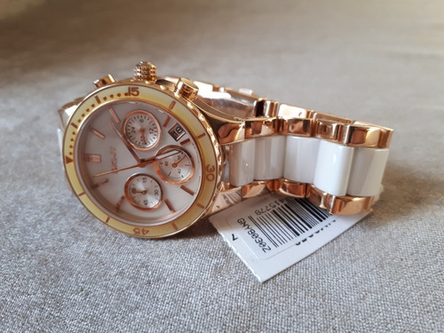 Relógio Original Donna Karan Dourado E Branco Em Cerâmica