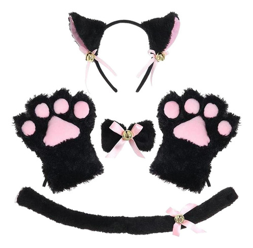 Disfraz De Gato Cosplay Pajarita Accesorios Fiesta Niños