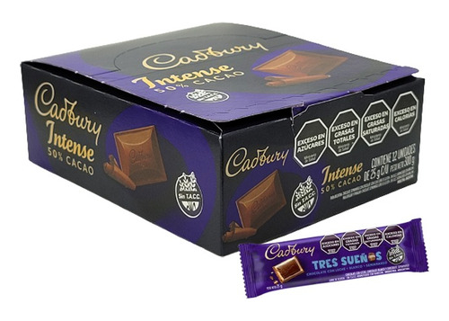 Chocolate Cadbury Intense 50% Sin Tacc 25gr Caja X12 Oferta