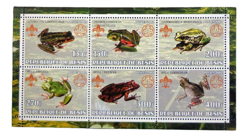 Benin Fauna, Bloque 6 Sellos Ranas 2002 Mint L7443