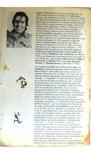 La Tía Julia Y El Escribidor Mario Vargas Llosa Novela