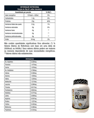 Iso Clean Protein 900g ( Natural ) - Nutrata + Shaker