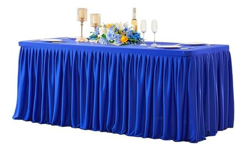 Mantel De Poliéster Azul Real Para Mesas Rectangulares De 8