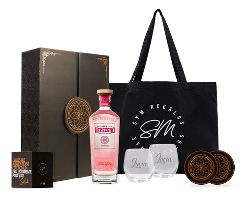 Kit Regalo Gin Heredero Pink Vasos Personalizados Estuche