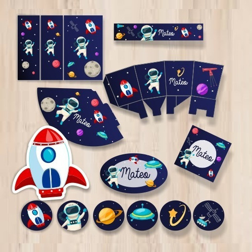 Kit Imprimible Galaxia - Astronauta Candy Bar Personalizado 