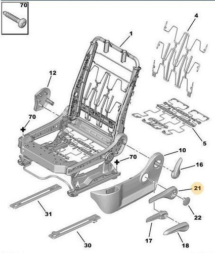 Palanca Realce De Asiento Conductor Peugeot 308