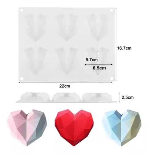 Molde de silicón corazón 3D diamante geométrico – chezmarblan