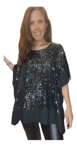 Blusas Fiesta Poncho Gasa Lentejuelas Oversize Xl Xxl Xxxl 