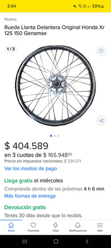 Llanta Rueda Delantera Original Honda Xr 150 Xr 125 Bross Plateado