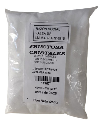 Suplemento Fructosa Cristal  250g Lleve 3 Pague Solo 2